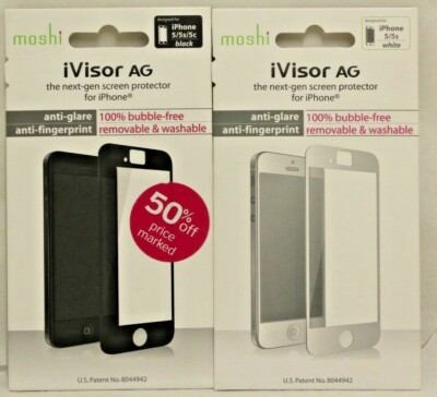 Apple iPhone 5, 5s, or 5c Screen Protector by Moshi iVisor AG Black or White