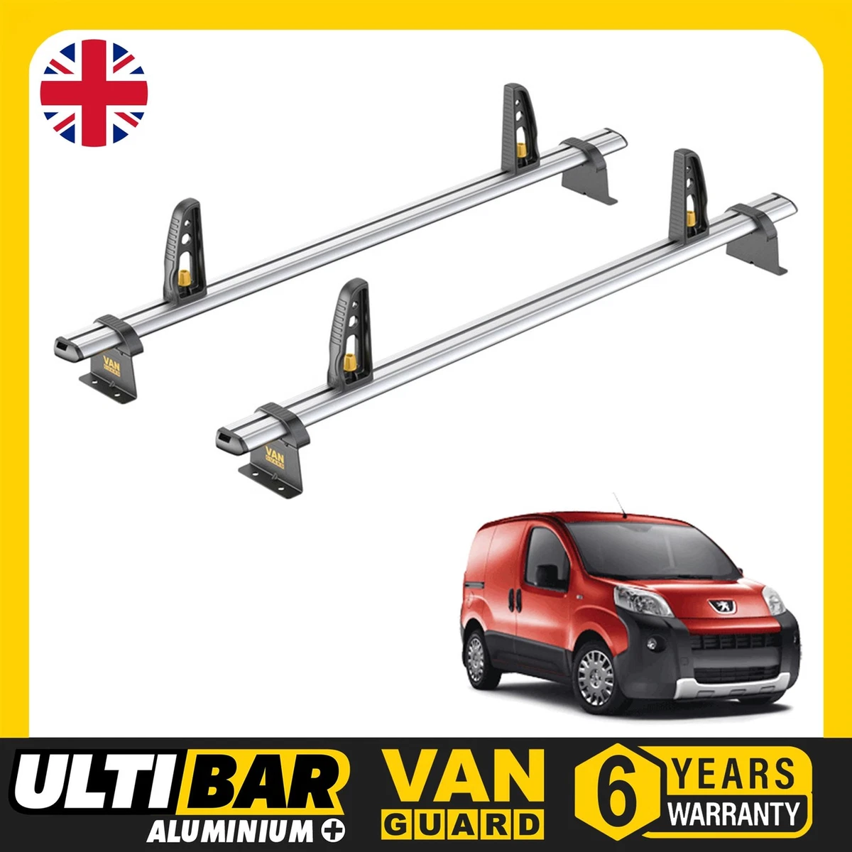 Citroen Nemo Roof Rack x2 Aluminium Roof Bars Van Guard Ultibar