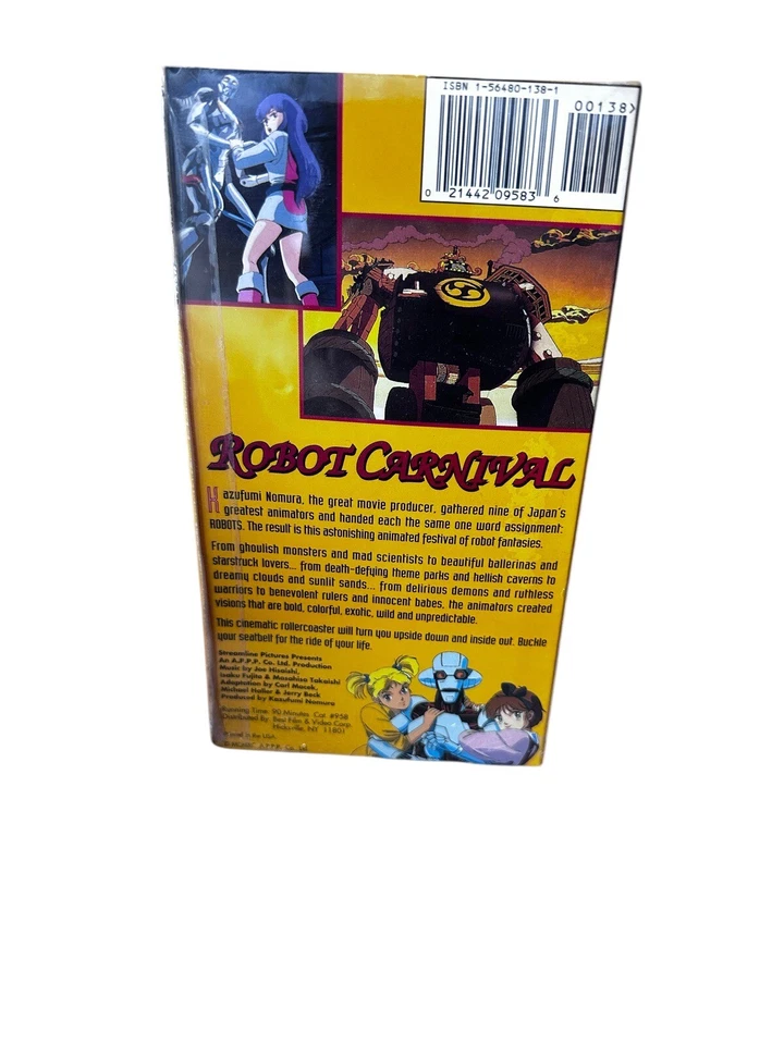 Robot Carnival (VHS, 1993) Cat.#958 RARE Classic Anime Sealed - Image 2 of 3