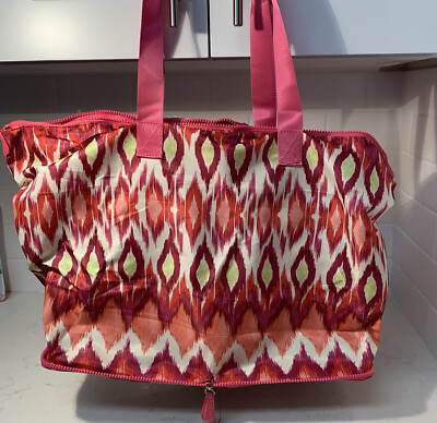 Chico s Ikat zippered tote bag  Packable Foldup Extra Large  NEW