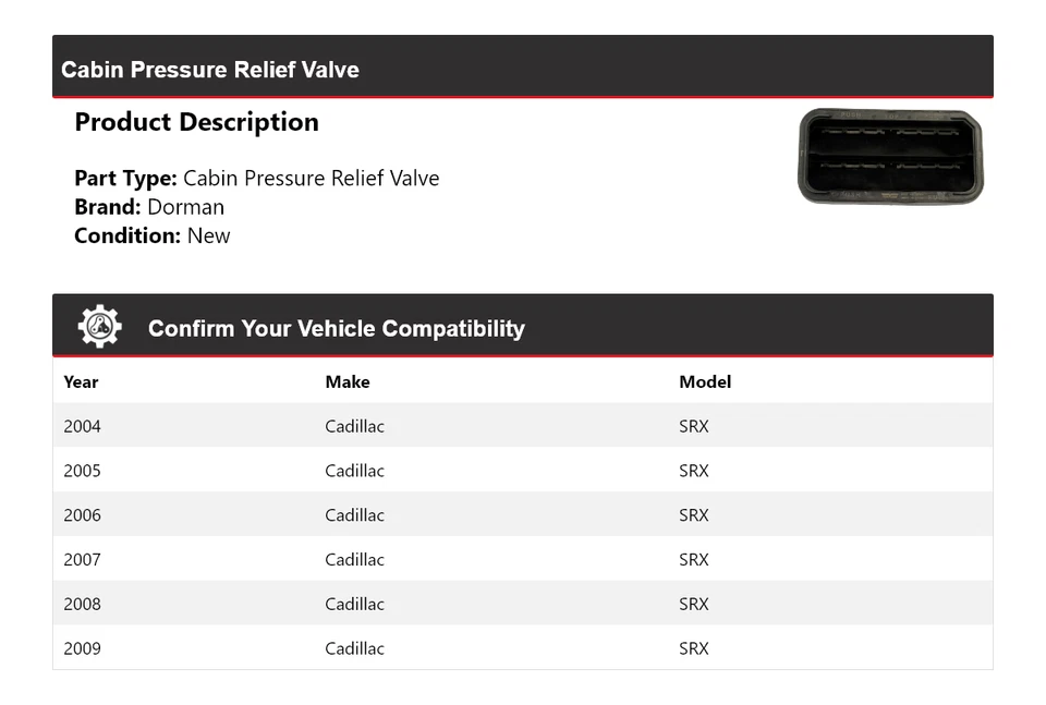 For 2004-2009 Cadillac SRX Dorman Cabin Pressure Relief Valve 2005 2006 2007 - Image 2 of 4