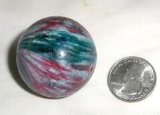 ANTIQUE GERMAN 1890's 1.55 " HAND MADE ONIONSKIN GLASS TOY GAME PLAY MAN MARBLE
