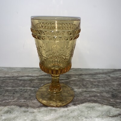 Vintage MCM LG Wright Glass Wildflower Wine Water Goblet 6  Mid Century VTG