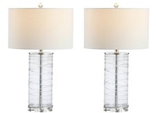 JONATHAN Y JYL4016B-SET2 Set of 2 Table Lamps Cole 27.5" Modern Fused Glass C...