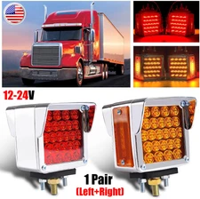 Square Dual Face Stud Mount Pedestal Cab Fender Turn Signal Lights 57 LED Truck