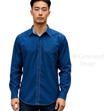 James Tattersall Navy Contrasting Check Long Sleeve Button Shirt Sz L 16.5 NEW