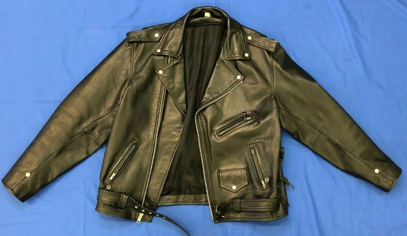 Vintage Genuine Leather Jacket Retro Greaser Punk… - image 2