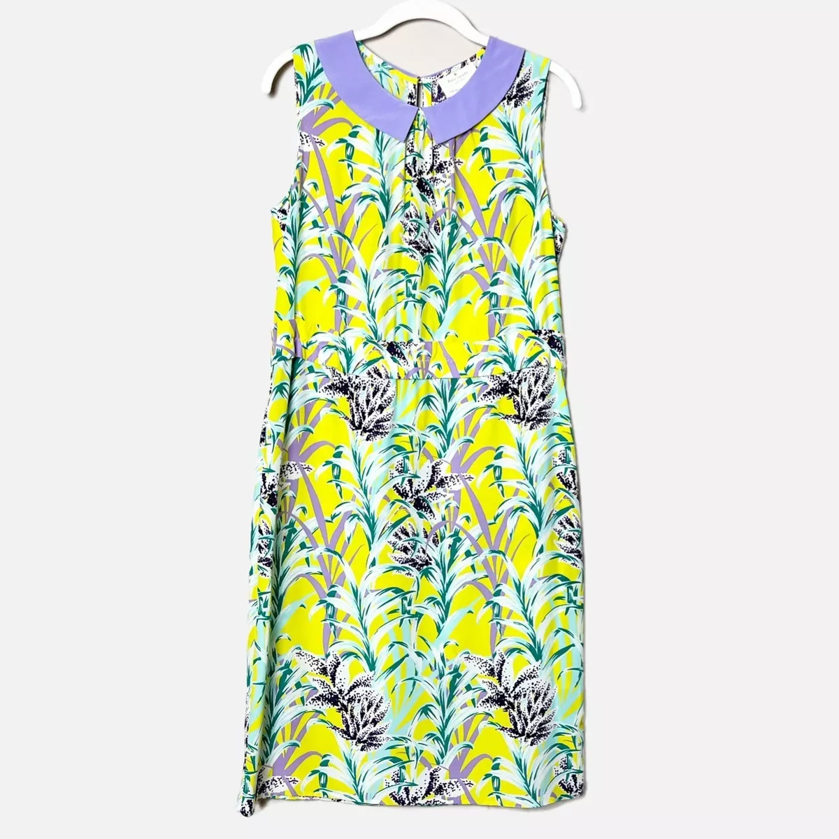 Kate Spade Neal Dress 6 California Calling yellow purple floral lily preppy silk