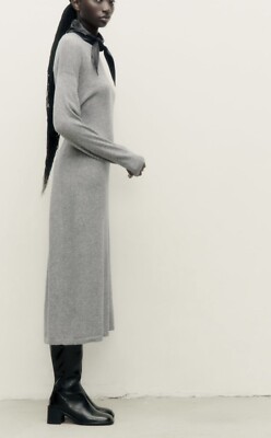 grey wool dress zara ZARA NEW SS24 NEW WOMAN SHORT KNIT DRESS WITH POCKETS GREY S-XL 3920/031
