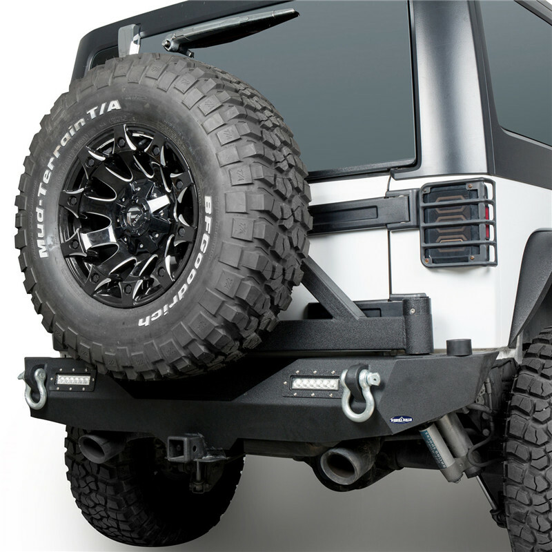 For Jeep Wrangler JK 07-18 FRONT + REAR BUMPER w/Winch Plate Tire Carrier D-ring