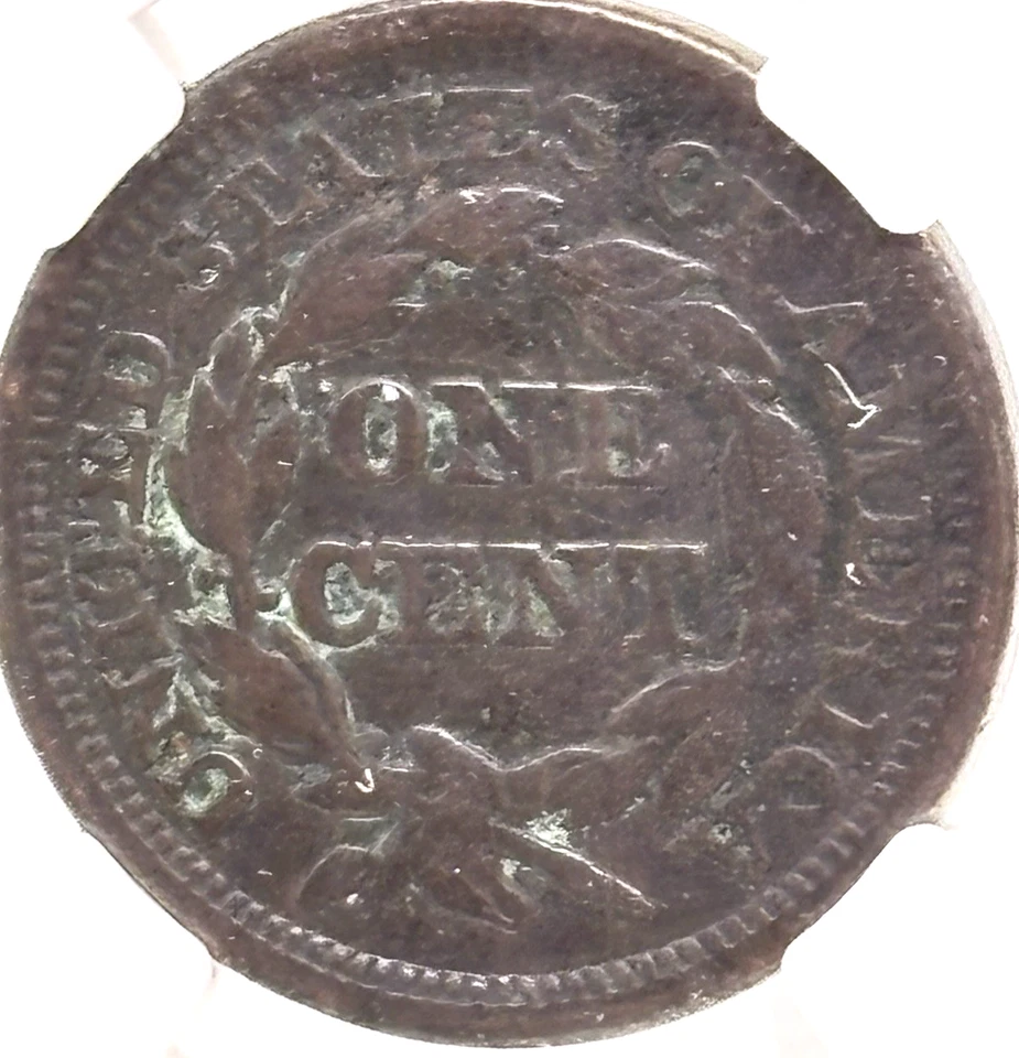 1845 1C Braided Hair Large Cent - NGC VF Details-Environmental Damage #13358 - Image 3 of 4