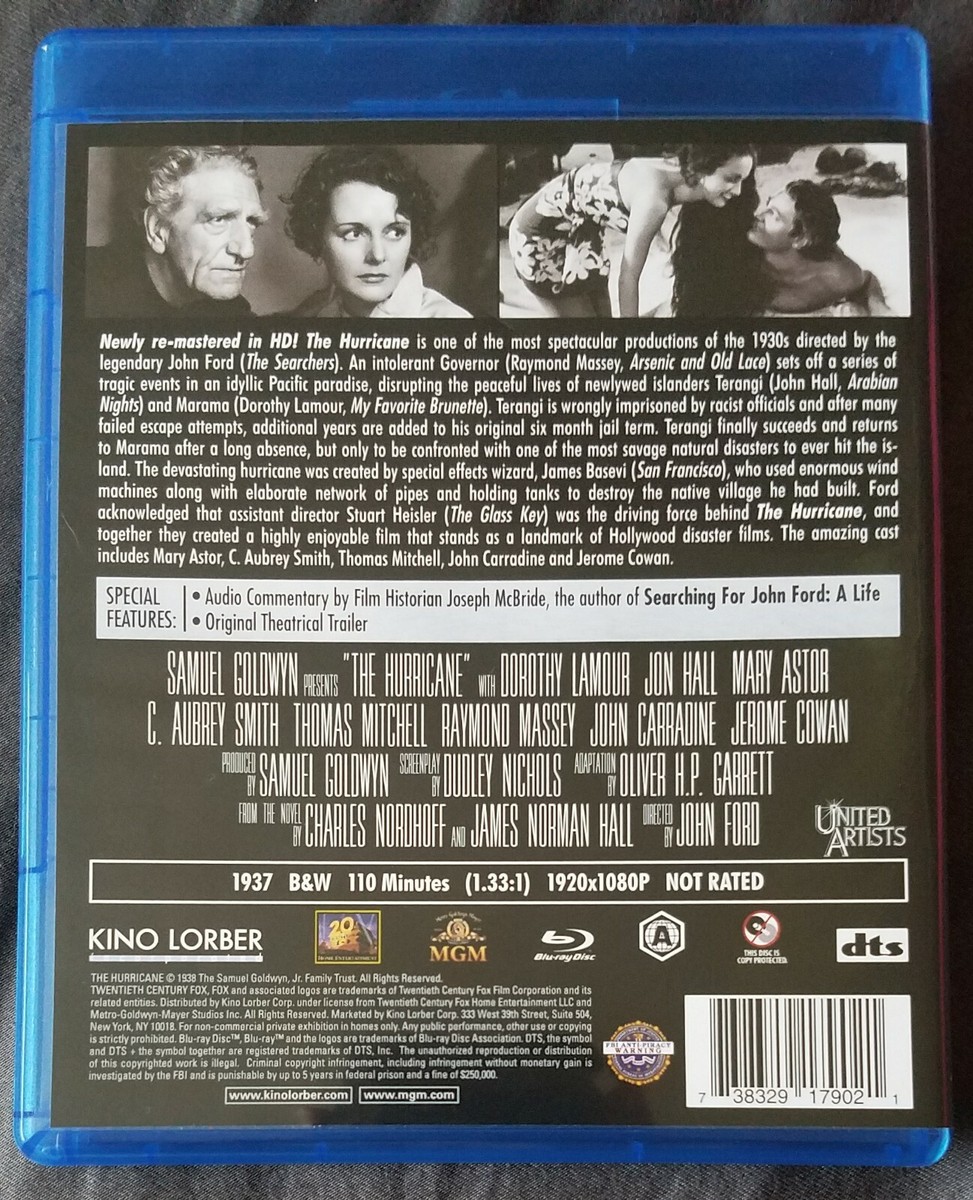 THE HURRICANE 1937 (Blu-ray) Dorothy Lamour Jon Hall - OOP