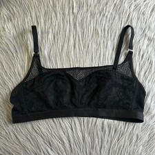 Soma Mixed Media Bralette Womens Size Medium Black Sheer Unpadded Wireless