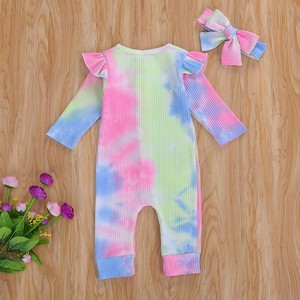NEW Baby Girls Tie Dye Long Sleeve Romper & Headband Set 6-12 M