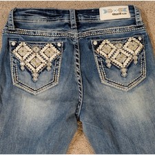 Grace In LA Embellished Bootcut Jeans Diamond Pocket Western