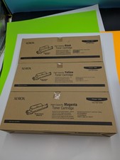 3 Genuine Xerox Phaser 6360 High Yield Toner Cartridges, Yellow, Blk Magenta