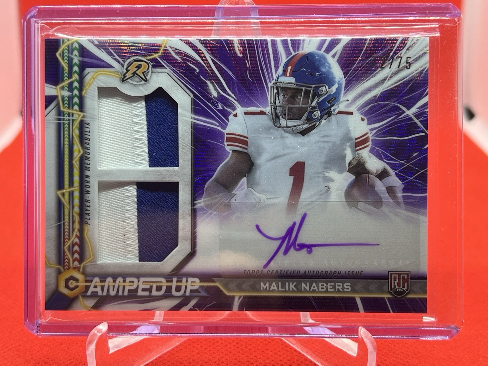2024 Topps Resurgence - Amped Up Malik Nabers Patch Auto Purple Surge /75