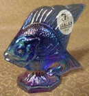 Vintage Fenton Iridescent Purple Blue Carnival Glass Sunfish Figurine