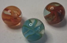 Vintage Vitro Agate Lot Of 3 Hybrid Cat  s Eye Marbles 5/8  All Mint 426054
