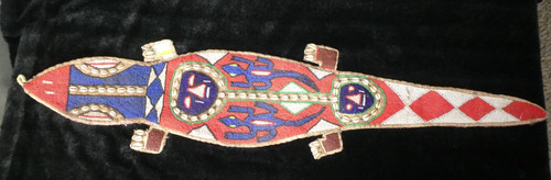 Yoruba Tribal Beadwork Crocodile Diviner's Wall Hanging From Nigeria African Art