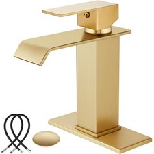 Waterfall Bathroom Faucets, Single Handle 1 Hole Bathroom Sink Faucet Modern ...