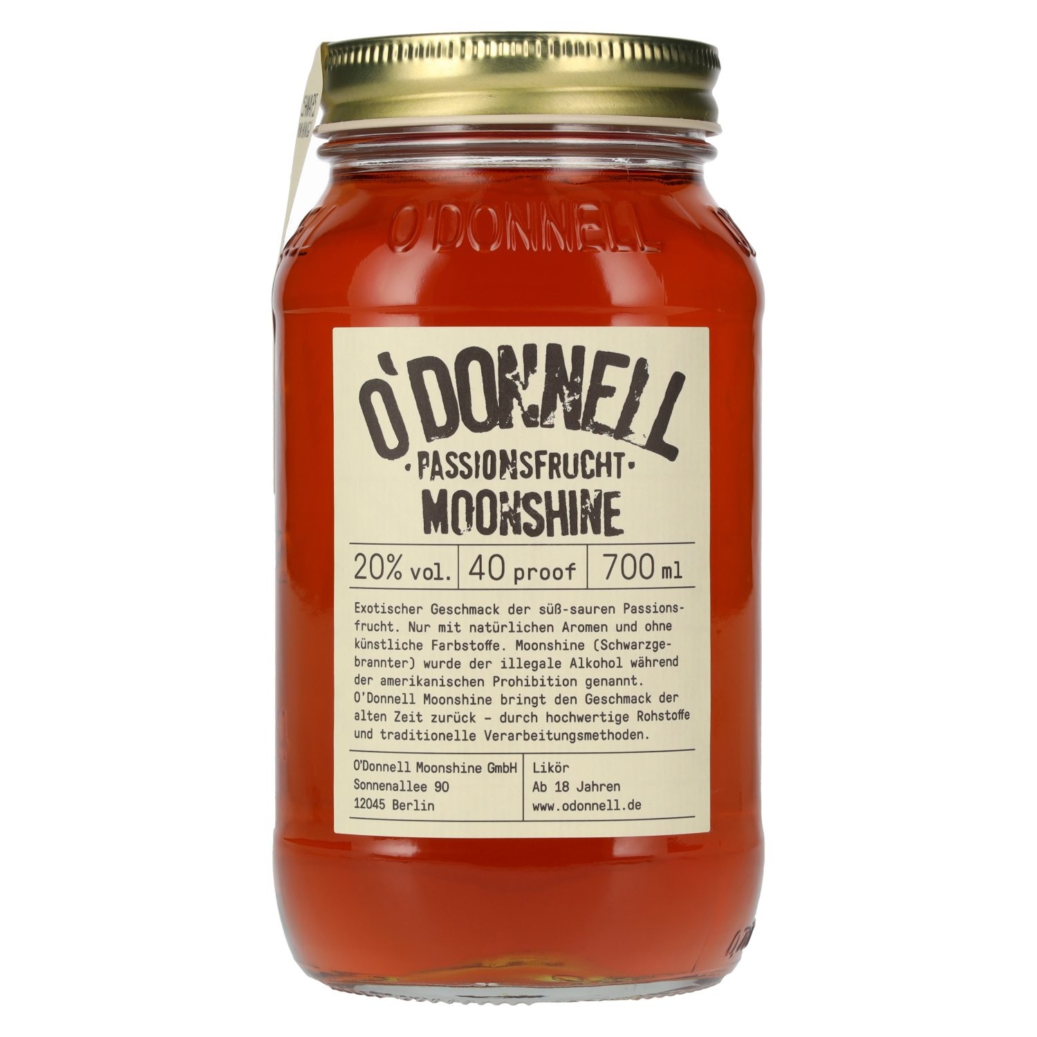 O'Donnell Moonshine PASSIONSFRUCHT Likör 20% Vol. 0,7l