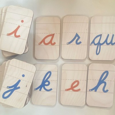 Cursive Alphabet Wooden Flash Cards Handwriting Practice Letter Tracing Set