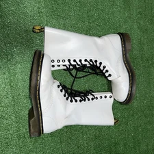 A+ Dr. Martens 1914 Smooth Leather 14 Eye Tall White Boots EUR 36 Women US 5