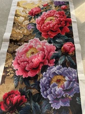 Larger Handmade completed finished cross stitch Flower 23''x 45'' New Decor