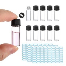 2ml Clear Glass Vials, 10 Pack Sample Vials Reagent Media Bottle with Labels