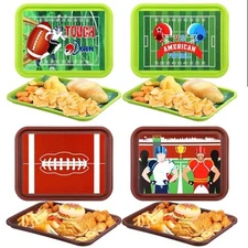 Tiangrid 4 Football Serving Trays with 20 Liner Papers, 13.5 x 10 Inch Melamine