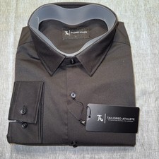 Athlete Fit Dress Shirt in Black Large Tailored Athlete