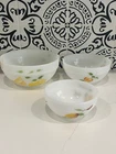 Anchor Hocking Fire King Gay Fad Fruit Milk Glass Mixing Bowls Vintage Set of 3