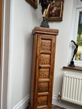 Oak Wooden Tallboy Cabinet Narrow