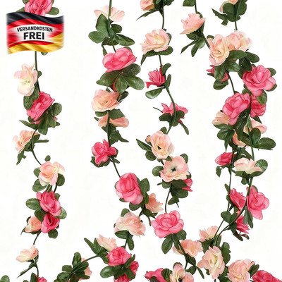 Künstliche Rosen-Girlande 5m Hochwertig Dekoration Hochzeit & Geburtstag