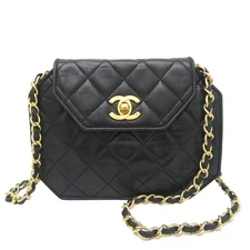 CHANEL Octagon Chain Shoulder Bag Lambskin 259666