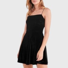 Urban Outfitters Women’s M Black Velvet Slip Dress Party Goth Chic Minimalist