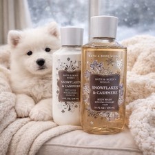 Bath  Body Works SNOWFLAKES  CASHMERE Body Lotion 8oz  Wash 10oz Regular Size