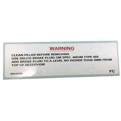 Clean Filler Cap Brake Fluid Decal for HOLDEN LX UC TORANA