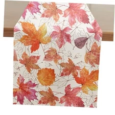  Fall Table Runner 13 x 60 Inch, Printed Thanksgiving Maple Leaf Linen 