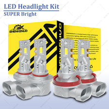 4X 9005 H11 combo LED Headlight High Low Beam Bulbs Kit 6000K Super White Bright