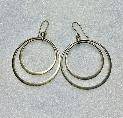 Banana Republic 925 Sterling Vermeil 2'' konzentrischer Kreis Ohrhänger 7,21 g