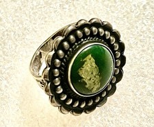 Vintage Sterling Silver Green Turquoise Native American Ring Stamped Design