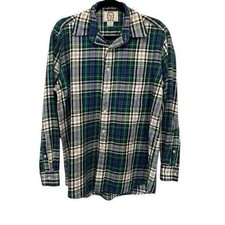 Vintage Sears Roebuck  Co Plaid Flannel Shirt M 100 Cotton 70s 80s Casual