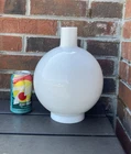 Antique Vtg 4" Fitter White Milk Glass Ball Oil Lamp Shade Globe Chimney GWTW