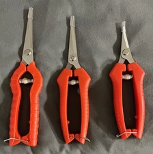 Set of 3 Different Size Stainless Steel Pointed Pruning Shears