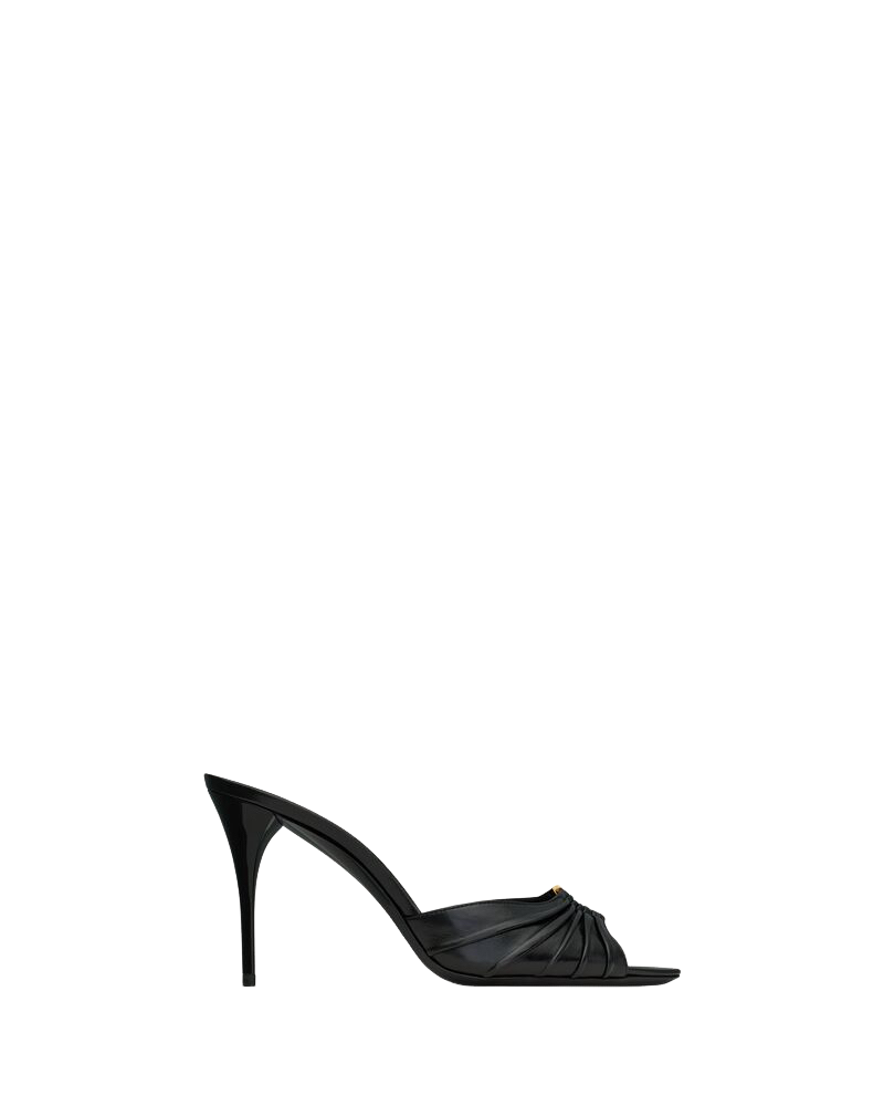 SAINT LAURENT Babylone $1200 Black Leather 90mm Mules New & Authentic