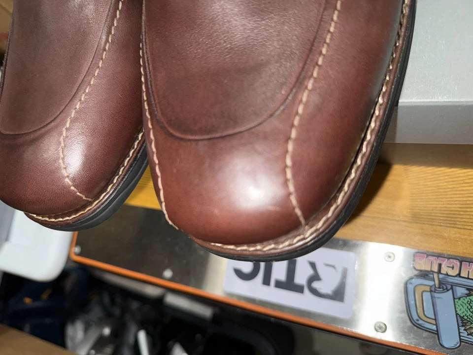 JOHNSTON & MURPHY - Zapatos informales sin cordones de cuero marrón para hombre 20-1564 -- Talla 13M Foto 3 de 4