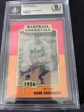 1980 SSPC BASEBALL IMMORTALS HANK GREENBERG SIGNED CARD TIGERS BAS BGS AUTO