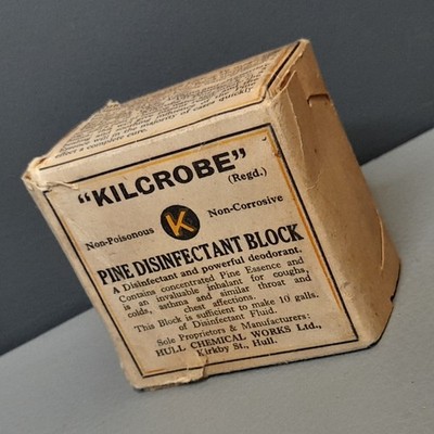 Vintage KILCROBE Kiefer Desinfektionsmittel Block RUMPF CHEMISCHE ARBEITEN Kirkby Street